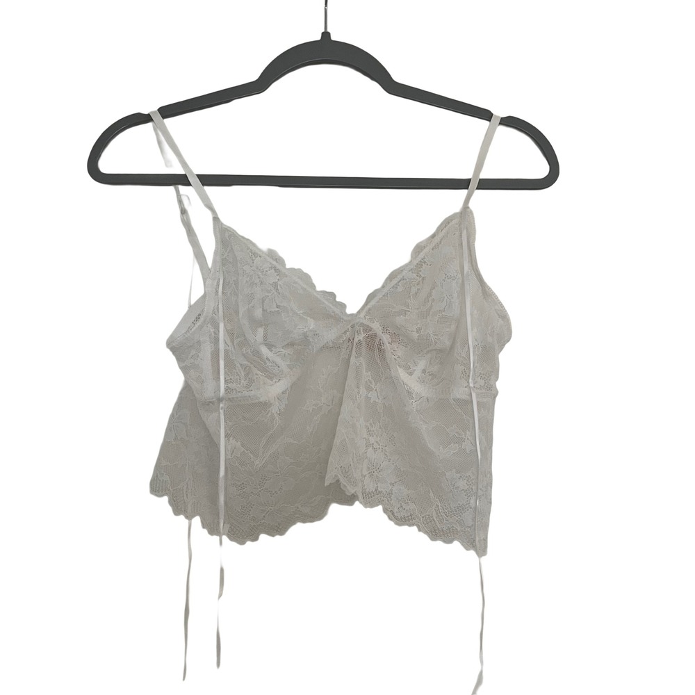 Love by Gap Lace Bralette Womens Large White New Floral Scalloped Sheer V-Neck